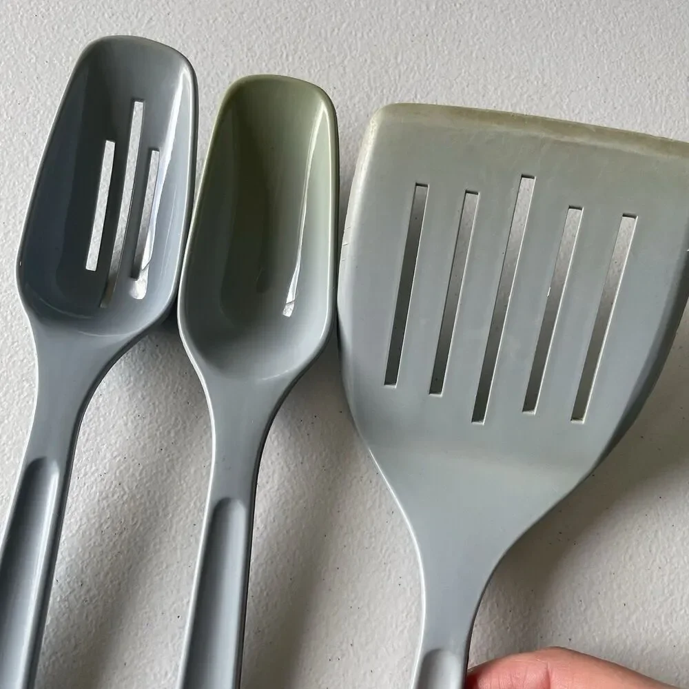 Vintage King Kraft Nylon Slatted Spatula Turner Cooking Spoons Blue Lot of 3 USA